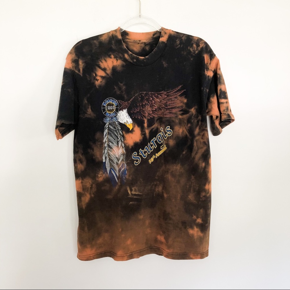 Vintage Sturgis Rally motorcycle 1998 reverse tie dye tee T-shirt